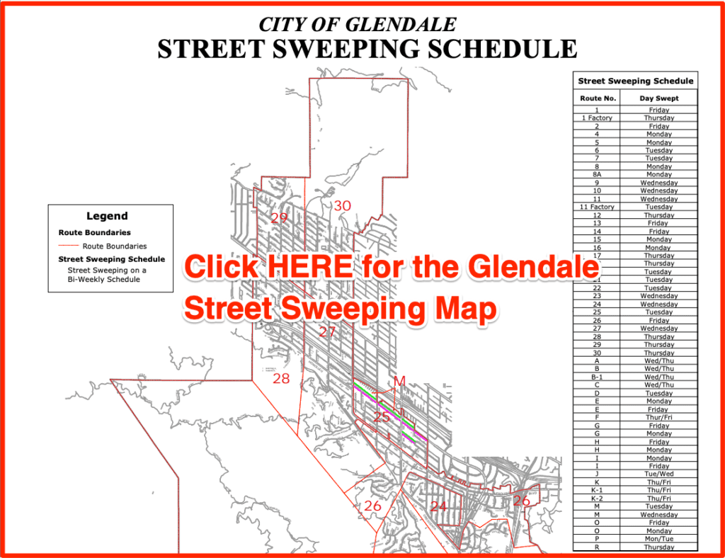 Glendale Street Sweeping Map