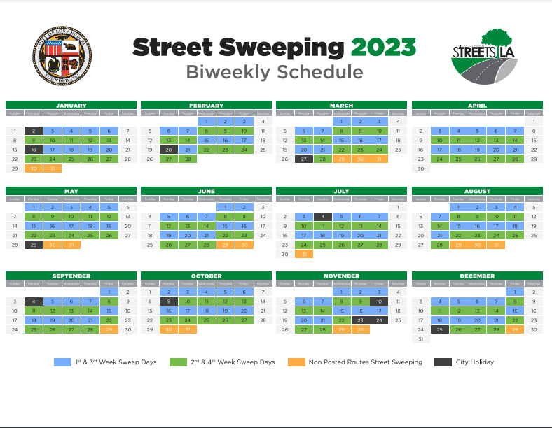 Los Angeles Street Sweeping Schedule 2023 (Holidays, Map, Tickets) Los Angeles Street Sweeping Schedule 2023 (Holidays, Map, Tickets)